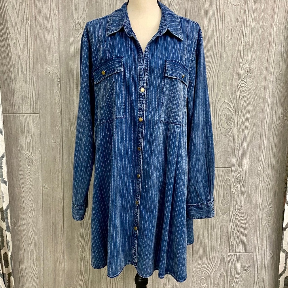 Free People Stitched Oversized Denim Dress L